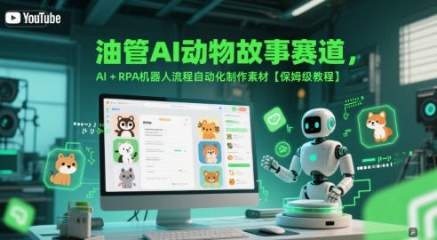 油管AI动物故事赛道，AI+RPA机器人流程自动化制作素材【保姆级教程】汇创网-网创项目_汇创网_中创网_福缘网_冒泡网_资源整合平台汇创网