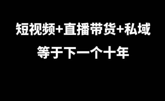 短视频+直播带货+私域等于下一个十年，大佬7年实战经验总结汇创网-网创项目_汇创网_中创网_福缘网_冒泡网_资源整合平台汇创网
