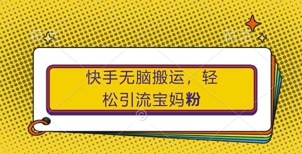 快手无脑搬运，轻松引流宝妈粉，纯小白轻松上手【揭秘】汇创网-网创项目_汇创网_中创网_福缘网_冒泡网_资源整合平台汇创网