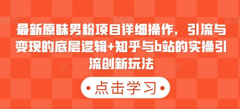 最新原味男粉项目详细操作，引流与变现的底层逻辑+知乎与b站的实操引流创新玩法汇创网-网创项目_汇创网_中创网_福缘网_冒泡网_资源整合平台汇创网