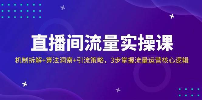 直播间流量实操课：机制拆解+算法洞察+引流策略，3步掌握流量运营核心逻辑汇创网-网创项目_汇创网_中创网_福缘网_冒泡网_资源整合平台汇创网