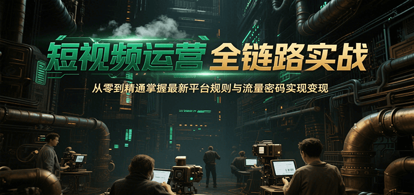 短视频运营全链路实战，从零到精通掌握最新平台规则与流量密码实现变现汇创网-网创项目_汇创网_中创网_福缘网_冒泡网_资源整合平台汇创网