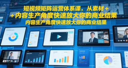 短视频矩阵运营体系课，从素材+内容生产角度快速放大你的商业结果汇创网-网创项目_汇创网_中创网_福缘网_冒泡网_资源整合平台汇创网