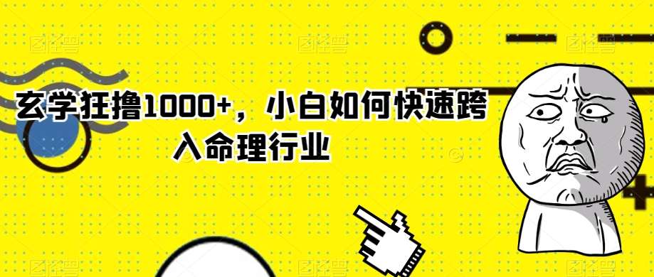 玄学狂撸1000+，小白如何快速跨入命理行业【揭秘】汇创网-网创项目_汇创网_中创网_福缘网_冒泡网_网创项目平台汇创网