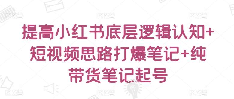 提高小红书底层逻辑认知+短视频思路打爆笔记+纯带货笔记起号汇创网-网创项目_汇创网_中创网_福缘网_冒泡网_资源整合平台汇创网