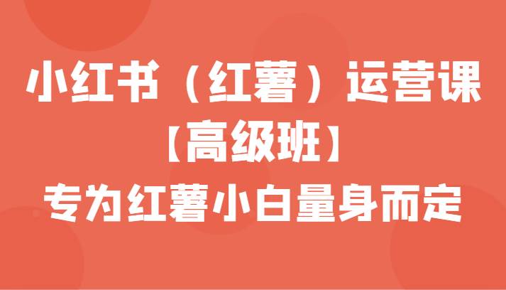 小红书（红薯）运营课【高级班】，专为红薯小白量身而定（42节课）汇创网-网创项目_汇创网_中创网_福缘网_冒泡网_网创项目平台汇创网