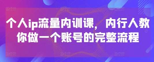 个人ip流量内训课，内行人教你做一个账号的完整流程汇创网-网创项目_汇创网_中创网_福缘网_冒泡网_资源整合平台汇创网
