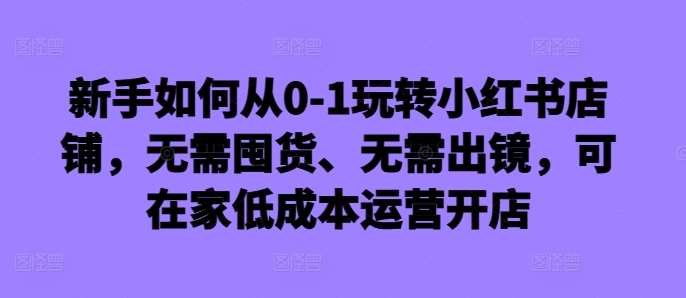 新手如何从0-1玩转小红书店铺，无需囤货、无需出镜，可在家低成本运营开店汇创网-网创项目_汇创网_中创网_福缘网_冒泡网_资源整合平台汇创网