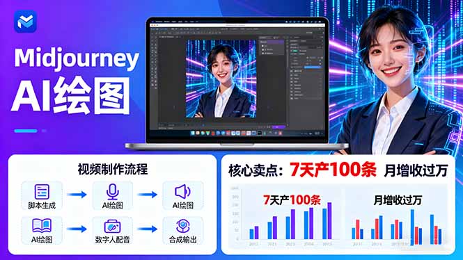（16049期）AI绘图照片开口说话视频制作：Midjourney+数字人，7天产100条月增收过万汇创网-网创项目_汇创网_中创网_福缘网_冒泡网_网创项目平台汇创网