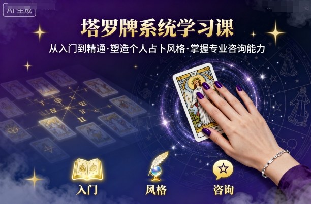 塔罗牌系统学习课，助你从入门到精通，塑造个人占卜风格，掌握专业咨询能力汇创网-网创项目_汇创网_中创网_福缘网_冒泡网_网创项目平台汇创网