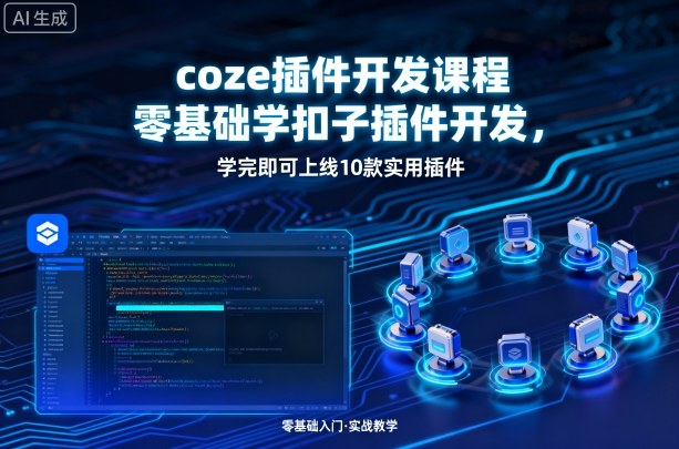 coze插件开发课程，零基础学扣子插件开发，学完即可上线10款实用插件汇创网-网创项目_汇创网_中创网_福缘网_冒泡网_网创项目平台汇创网