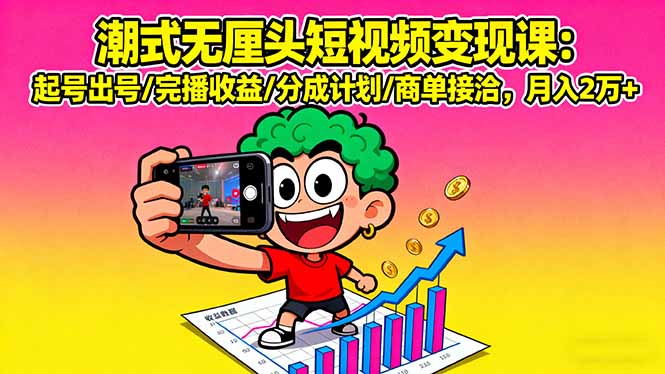 （16023期）潮式无厘头短视频变现课：起号出号/完播收益/分成计划/商单接洽，月入2万+汇创网-网创项目_汇创网_中创网_福缘网_冒泡网_网创项目平台汇创网