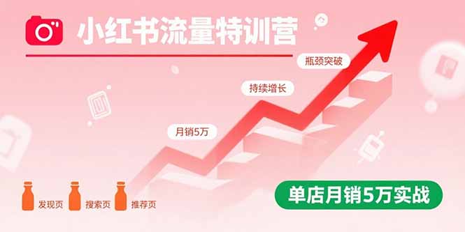 （15936期）小红书流量特训营：突破流量瓶颈，实现店铺持续增长，单店月销5万实战汇创网-网创项目_汇创网_中创网_福缘网_冒泡网_网创项目平台汇创网