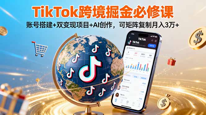 （16003期）TikTo跨境掘金必修课，账号搭建+双变现项目+AI创作，可矩阵复制月入3万+汇创网-网创项目_汇创网_中创网_福缘网_冒泡网_网创项目平台汇创网