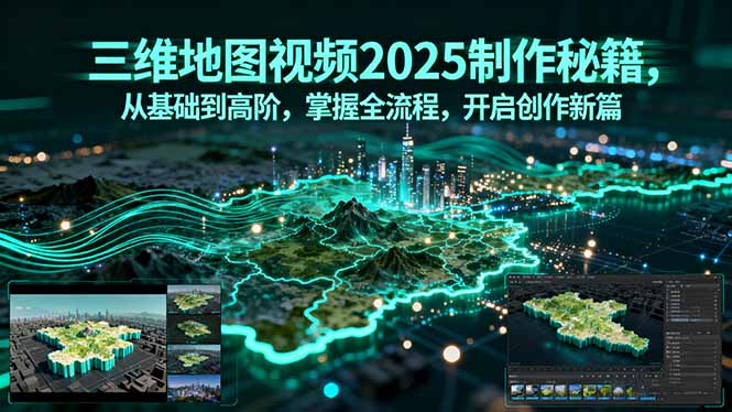 （15983期）三维地图视频2025制作秘籍，从基础到高阶，掌握全流程，开启创作新篇汇创网-网创项目_汇创网_中创网_福缘网_冒泡网_网创项目平台汇创网