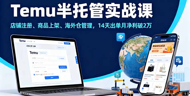 （16128期）Temu半托管实战课，店铺注册、商品上架、海外仓管理，14天出单月净利破2万汇创网-网创项目_汇创网_中创网_福缘网_冒泡网_网创项目平台汇创网