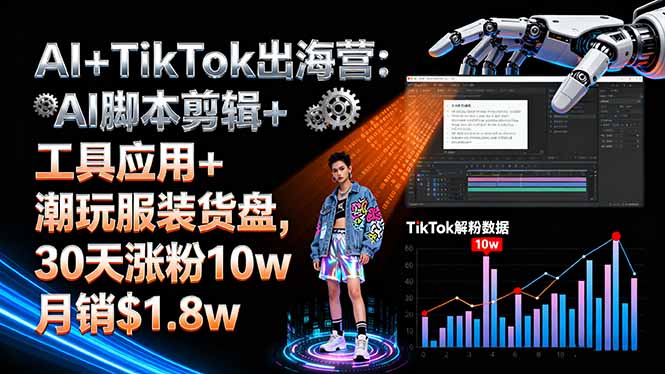 （16108期）AI+TikTok出海营:AI脚本剪辑+工具应用+潮玩服装货盘,30天涨粉10w月销$1.8w汇创网-网创项目_汇创网_中创网_福缘网_冒泡网_网创项目平台汇创网