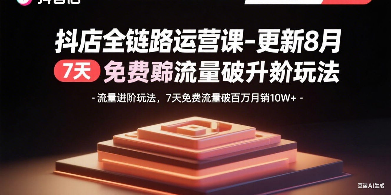 （15918期）抖店全链路运营课-更新8月：流量进阶玩法，7天免费流量破百万月销10W+汇创网-网创项目_汇创网_中创网_福缘网_冒泡网_网创项目平台汇创网