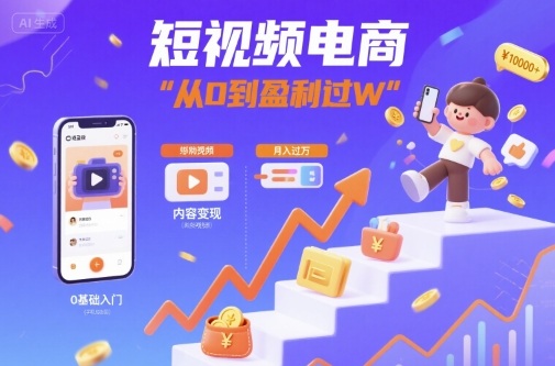 短视频电商：短视频变现从0到盈利过W汇创网-网创项目_汇创网_中创网_福缘网_冒泡网_网创项目平台汇创网