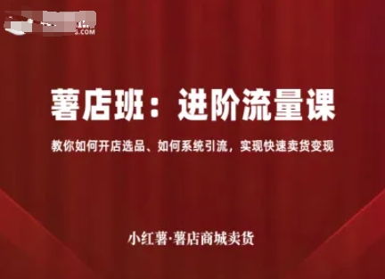 小红薯薯店商城卖货，进阶流量课，教你如何开店选品、如何系统引流，实现快速卖货变现汇创网-网创项目_汇创网_中创网_福缘网_冒泡网_网创项目平台汇创网