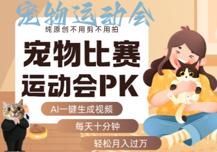 AI一键生成宠物比赛运动会PK视频，纯原创不用剪不用拍，每天十分钟，轻松月入过1W+汇创网-网创项目_汇创网_中创网_福缘网_冒泡网_网创项目平台汇创网