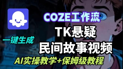 Coze扣子工作流一键生成TK悬疑民间故事视频，AI实操教学+保姆级教程汇创网-网创项目_汇创网_中创网_福缘网_冒泡网_网创项目平台汇创网