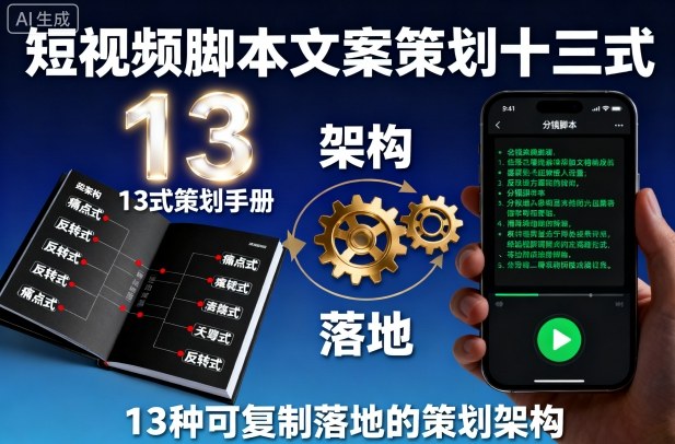 短视频脚本文案策划十三式，13种可复制落地的策划架构汇创网-网创项目_汇创网_中创网_福缘网_冒泡网_网创项目平台汇创网