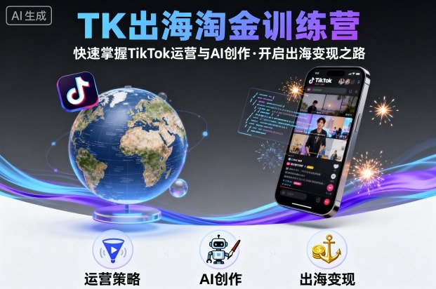 TK出海淘金训练营，助你快速掌握TikTok运营与AI创作，开启出海变现之路汇创网-网创项目_汇创网_中创网_福缘网_冒泡网_网创项目平台汇创网