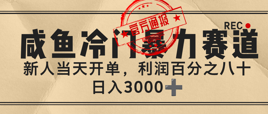 闲鱼，冷门暴力赛道，一单 80%利润，新人轻松日入 3000+汇创网-网创项目_汇创网_中创网_福缘网_冒泡网_网创项目平台汇创网