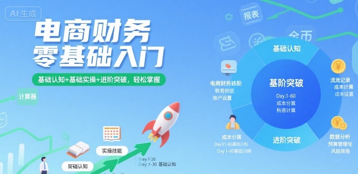 电商财务零基础入门，基础认知+基础实操+进阶突破，轻松掌握汇创网-网创项目_汇创网_中创网_福缘网_冒泡网_网创项目平台汇创网