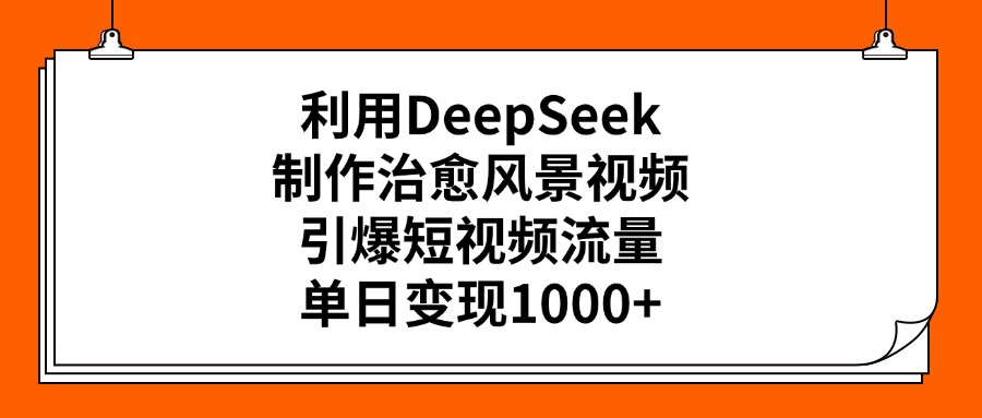 利用DeepSeek制作，治愈风景视频，引爆短视频流量，单日变现1000+汇创网-网创项目_汇创网_中创网_福缘网_冒泡网_网创项目平台汇创网