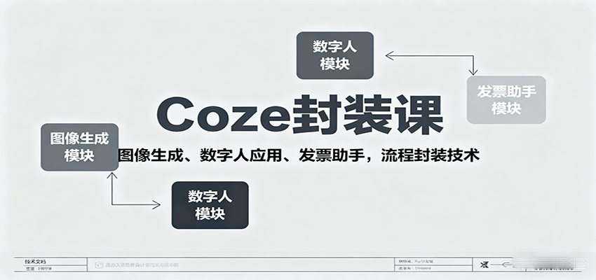 Coze封装课，图像生成、数字人应用、发票助手，流程封装技术汇创网-网创项目_汇创网_中创网_福缘网_冒泡网_网创项目平台汇创网