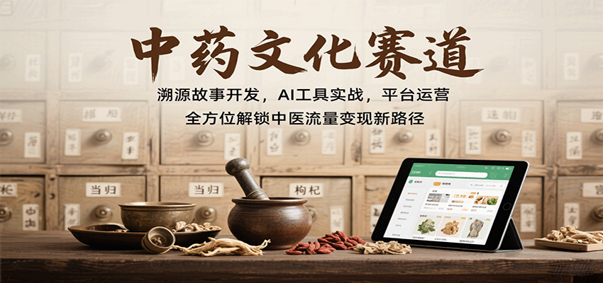 中药文化赛道：溯源故事开发，AI工具实战，平台运营，全方位解锁中医流量变现新路径汇创网-网创项目_汇创网_中创网_福缘网_冒泡网_网创项目平台汇创网