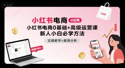 小红书电商0基础+高级运营课，新人小白必学方法，实操教学+案例分析汇创网-网创项目_汇创网_中创网_福缘网_冒泡网_网创项目平台汇创网