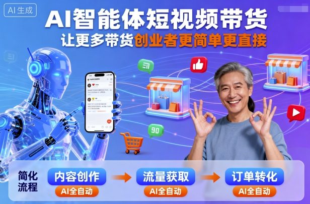 AI智能体短视频带货，让更多带货创业者更简单更直接汇创网-网创项目_汇创网_中创网_福缘网_冒泡网_网创项目平台汇创网