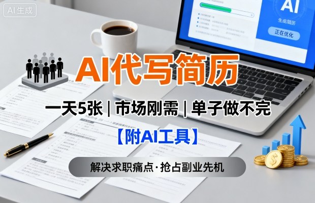 AI代写简历，一天5张，今年找工作难，市场刚需，单子做不完【附AI工具】汇创网-网创项目_汇创网_中创网_福缘网_冒泡网_网创项目平台汇创网