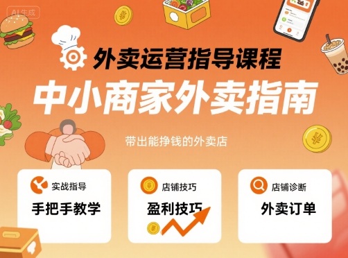 外卖运营指导课程，中小商家外卖指南，手把手带出能挣钱的外卖店汇创网-网创项目_汇创网_中创网_福缘网_冒泡网_网创项目平台汇创网