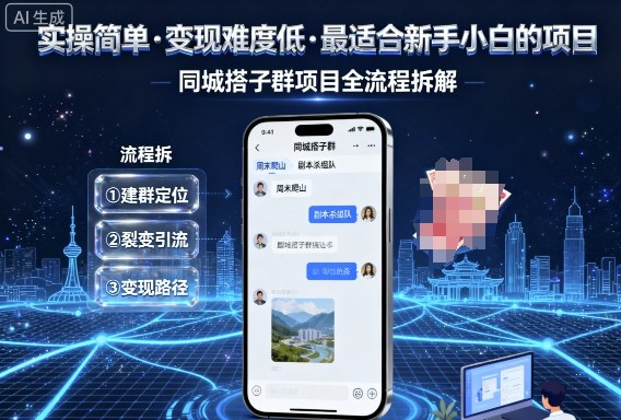 实操简单，变现难度低，最适合新手小白做的项目，每天轻松收入3张，同城搭子群项目全流程拆解汇创网-网创项目_汇创网_中创网_福缘网_冒泡网_网创项目平台汇创网