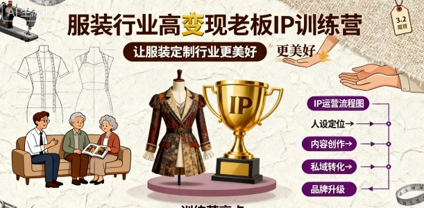 服装行业高变现老板IP训练营，让服装定制行业更美好汇创网-网创项目_汇创网_中创网_福缘网_冒泡网_网创项目平台汇创网