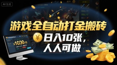 游戏全自动打金搬砖，日入10张，人人可做，纯干货，长期稳定收益项目【揭秘】汇创网-网创项目_汇创网_中创网_福缘网_冒泡网_网创项目平台汇创网
