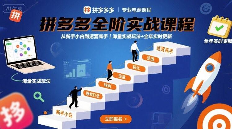 拼多多全阶实战课程，从新手小白到运营高手，海量实战玩法+全年实时更新【2025年9月更新】汇创网-网创项目_汇创网_中创网_福缘网_冒泡网_网创项目平台汇创网