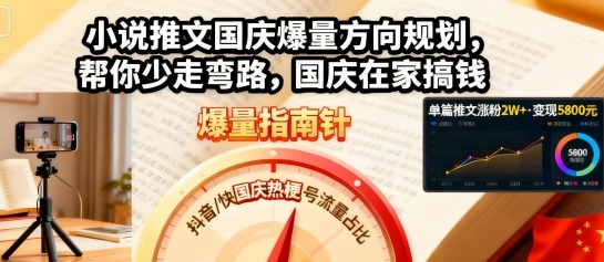 小说推文国庆爆量方向规划，帮你少走弯路，国庆在家搞钱汇创网-网创项目_汇创网_中创网_福缘网_冒泡网_网创项目平台汇创网