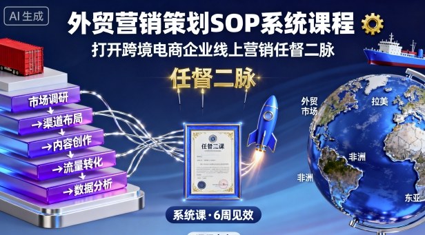 外贸营销策划SOP系统课程，打开跨境电商企业线上营销任督二脉汇创网-网创项目_汇创网_中创网_福缘网_冒泡网_网创项目平台汇创网