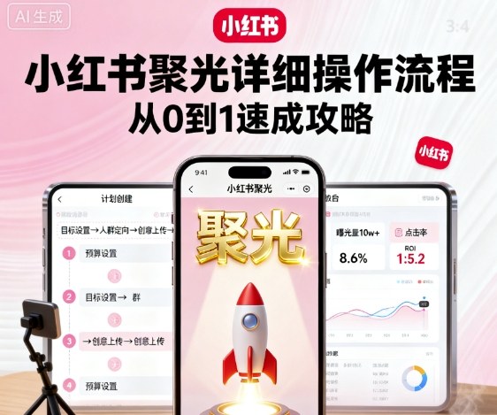 小红书聚光详细操作流程，小红书聚光从0到1速成攻略汇创网-网创项目_汇创网_中创网_福缘网_冒泡网_网创项目平台汇创网