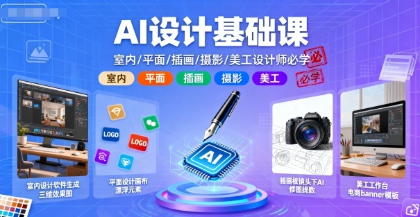 AI设计基础课，室内、平面、插画、摄影、美工设计师必学的汇创网-网创项目_汇创网_中创网_福缘网_冒泡网_网创项目平台汇创网