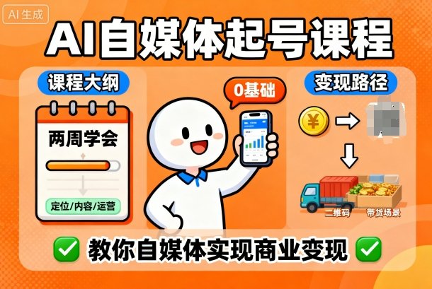 AI自媒体起号课程，0基础小白两周学会，教你自媒体实现商业变现汇创网-网创项目_汇创网_中创网_福缘网_冒泡网_网创项目平台汇创网