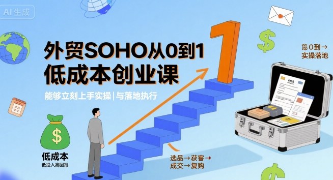外贸SOHO从0到1低成本创业课，能够立刻上手实操与落地执行汇创网-网创项目_汇创网_中创网_福缘网_冒泡网_网创项目平台汇创网