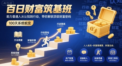 百日财富筑基班，助力普通人从认知到行动，带你解锁顶级财富密码汇创网-网创项目_汇创网_中创网_福缘网_冒泡网_网创项目平台汇创网
