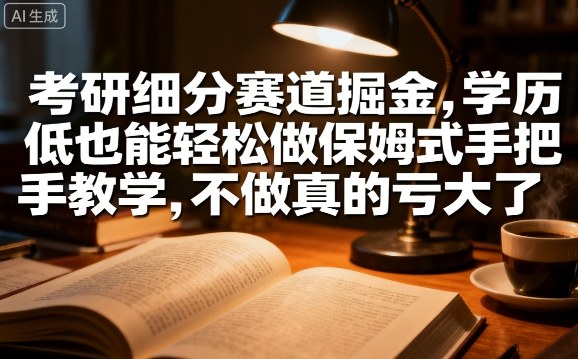 考研细分赛道掘金，日入1k+，学历低也能轻松做保姆式手把手教学，不做真的亏大了【揭秘】汇创网-网创项目_汇创网_中创网_福缘网_冒泡网_网创项目平台汇创网