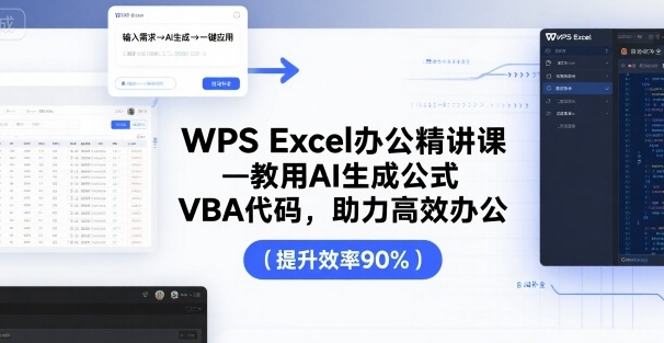 WPS Excel办公精讲课，教用 AI 生成公式，VBA 代码，助力高效办公汇创网-网创项目_汇创网_中创网_福缘网_冒泡网_网创项目平台汇创网